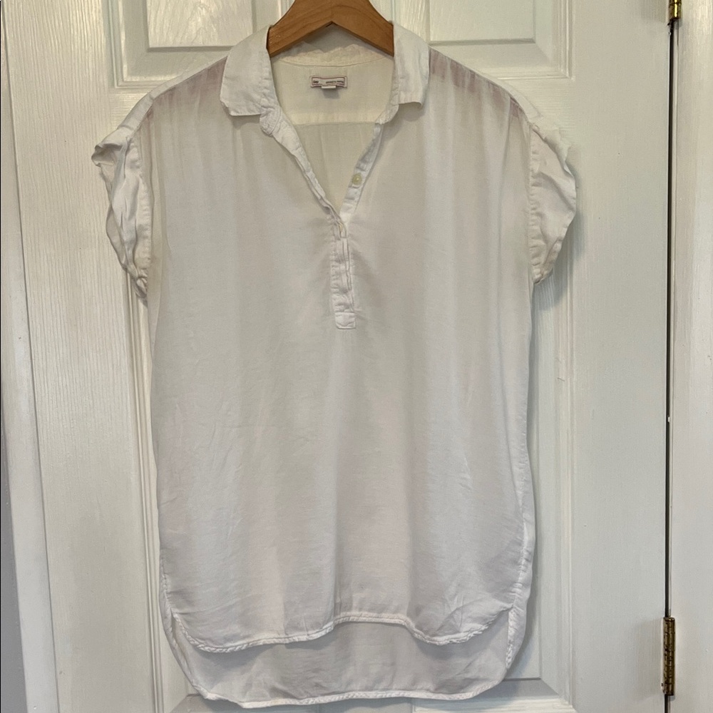 GAP White Short-Sleeve V-Neck Tunic